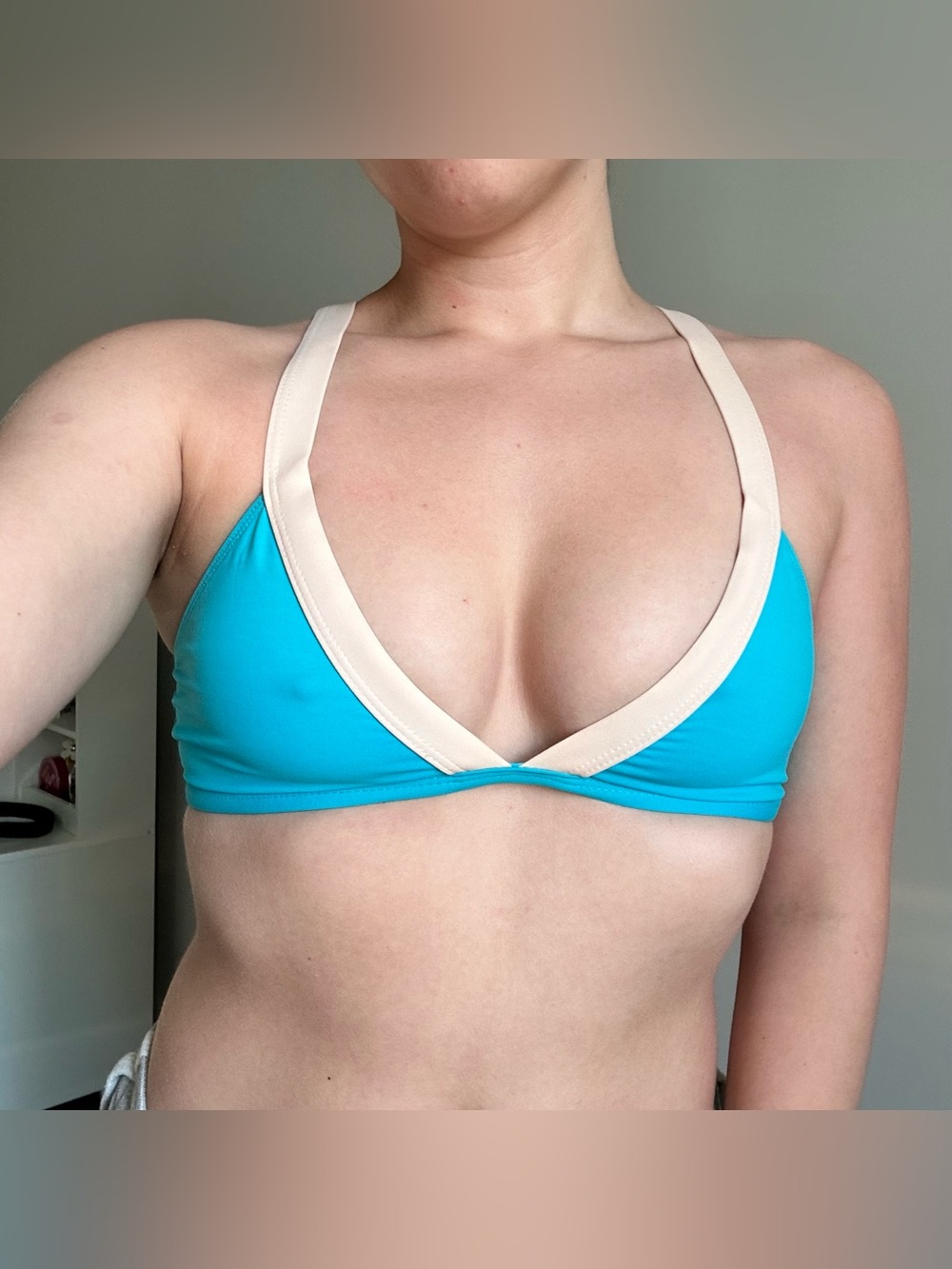 L Space “Farrah” Color-block Blue Bikini Top
